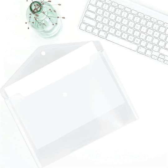 JAM Paper 9.75" x 13" Clear Plastic Snap Booklet Envelopes, 12ct.